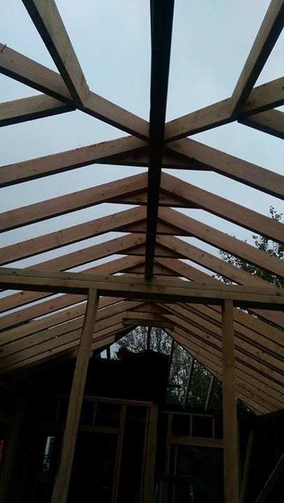 As we mentioned above, fire can create intense smoke damage and ruin the integrity of roofs. That was true for the Avondale Project. This image shows our newly erected forms that we created to hold our new roof These were created by hand by our carpentry division.