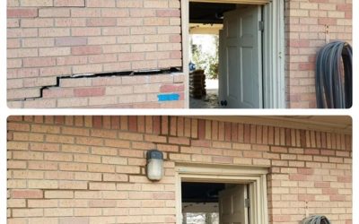 Foundation issues are detrimental to any home or workplace. These issues can range from minor to major and there are various signs indicating that an issue exist. This image shows the separation of brick along the left and right hand side of this door frame. This is a great before and after image detailing the benefits of fixing your foundation.