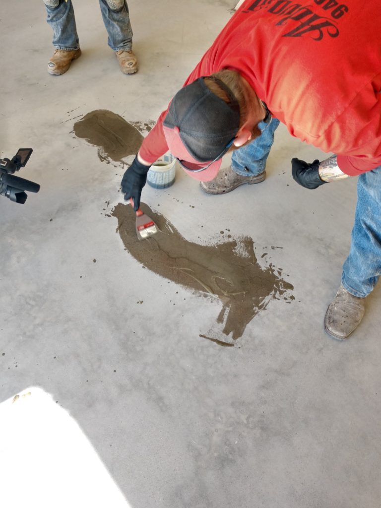 As part of our prepping stage, we carefully assess your garage floors to check for cracks or any signs of distress. Once all of the cracks have been identified, we apply a mixture of Silica Sand & a Mender to seal & repair the cracks. 