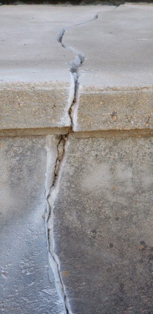 Cracks like this can exist on the surface and in the sub-terrain. Oftentimes, they go unnoticed until they become large enough to see from a few feet away. Our Foundation Repair division can follow the breadcrumbs to identify the source of shifting a take action to prevent future movement.